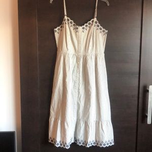 Madewell blue-white floral cutout midi dress